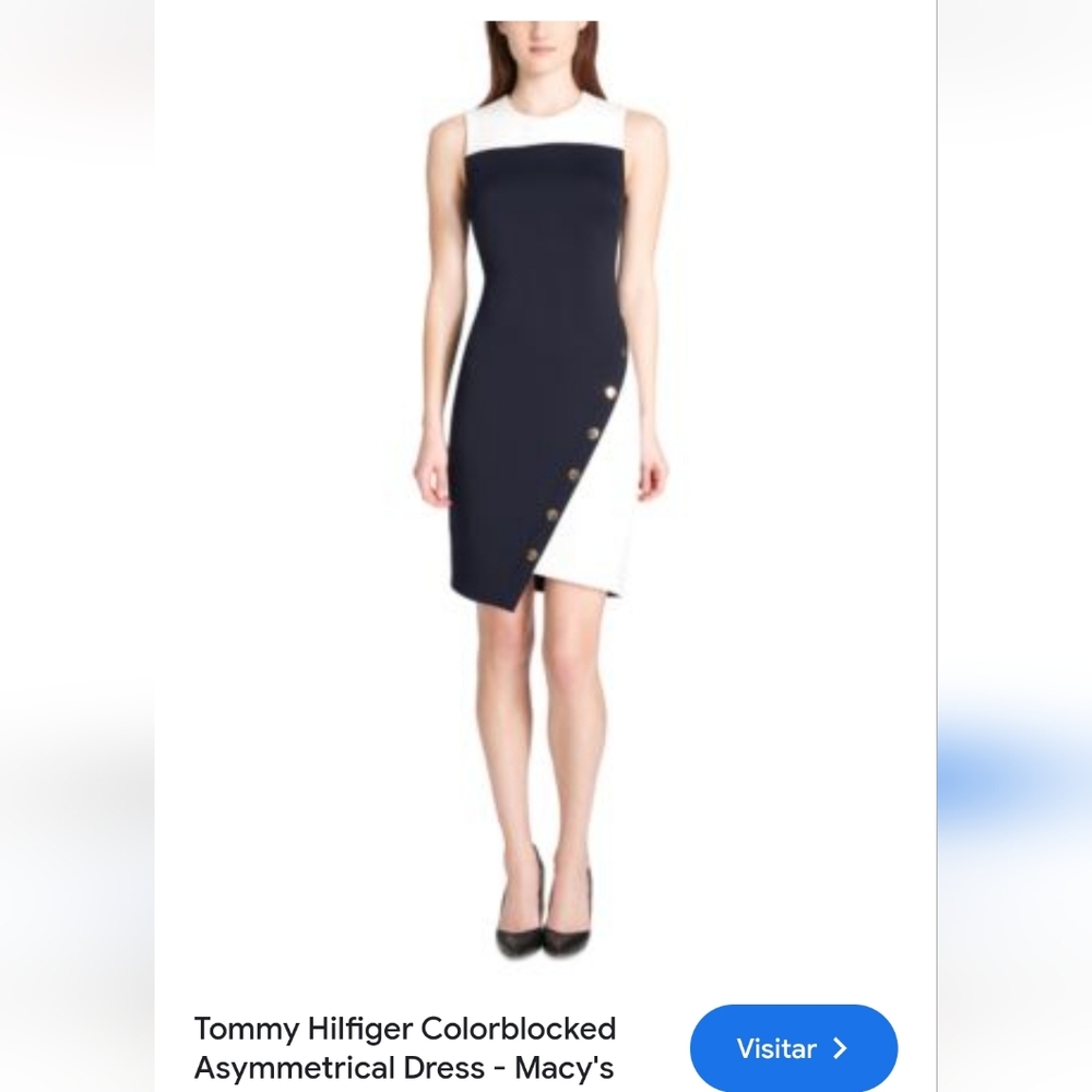 Tommy Hilfiger Navy and White Asymmetrical Dress
